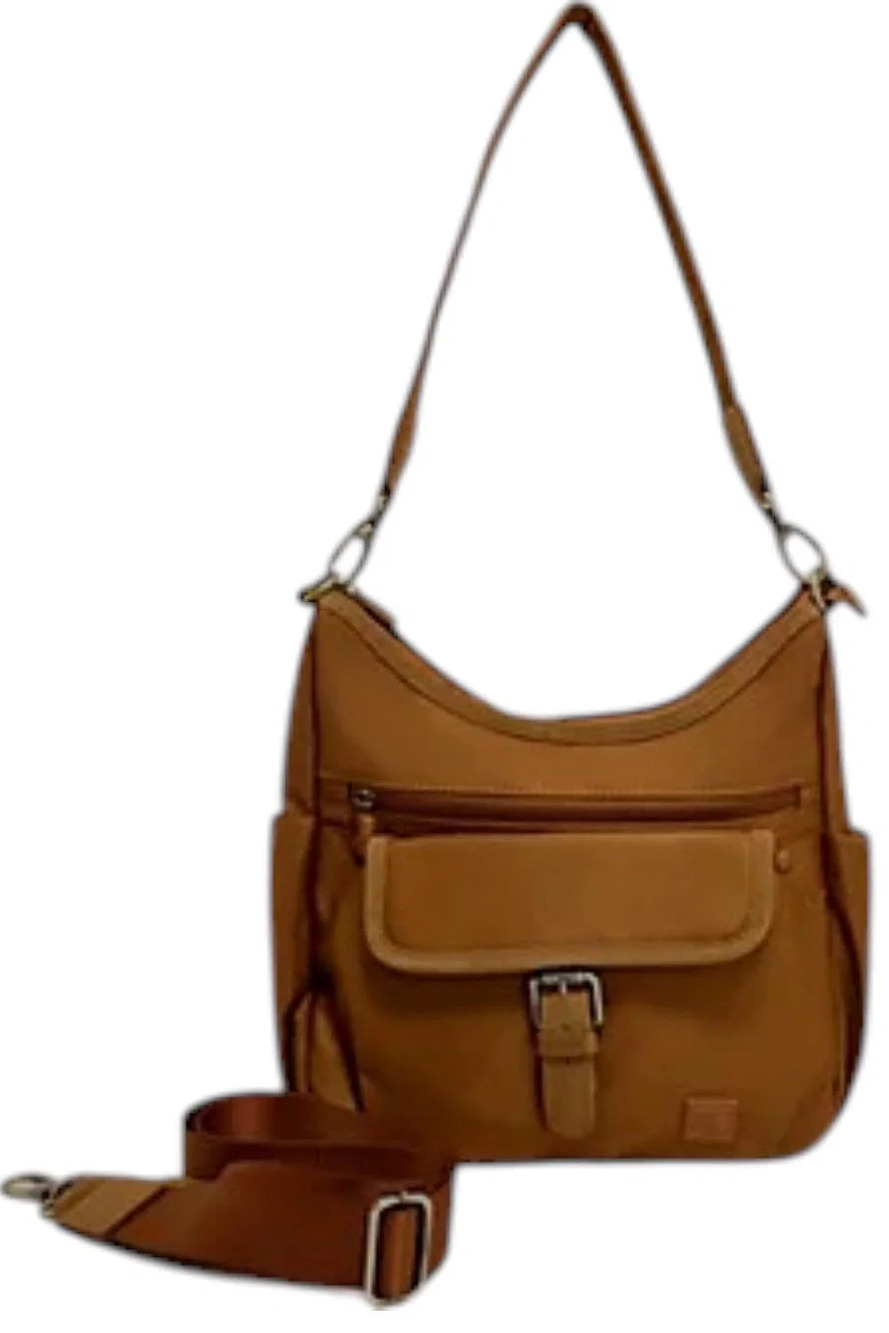 IHKWIP The Persuede Shoulder Bag with Crossbody Strap Brown